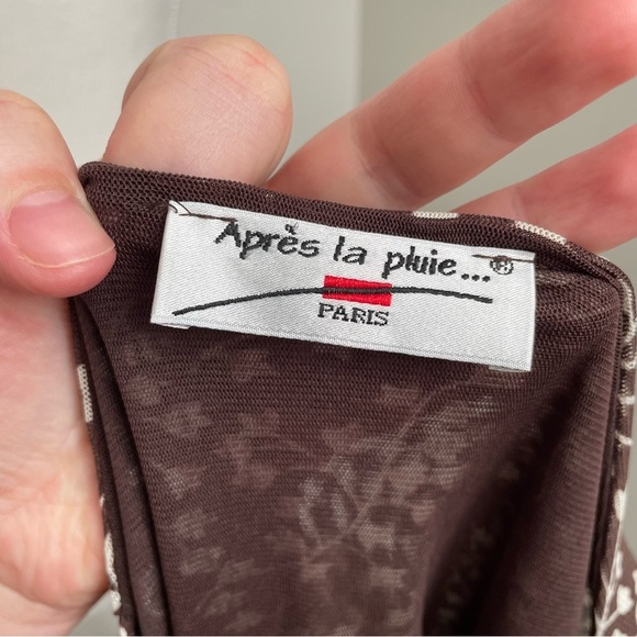 Vintage Apres La Pluie Paris Y2K Brown Babydoll Mesh Overlay Longsleeve Blouse - Picture 5 of 6